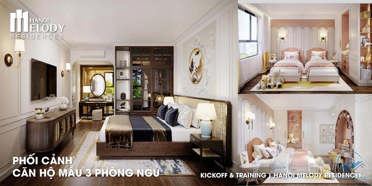 Nội thất phòng ngủ dự án chung cư Hanoi Melody Residences Linh Đàm